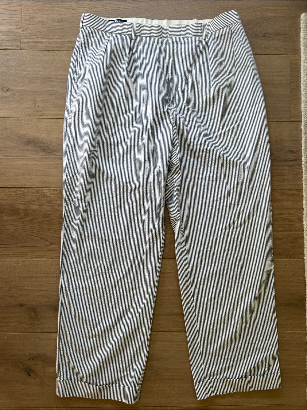 Polo Ralph Lauren Men's Vintage White & Navy Seersucker Chinos 38x30